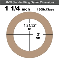 Equalseal EQ 500 Ring Gasket - 1/16" Thick - 150 Lb - 1-1/4"