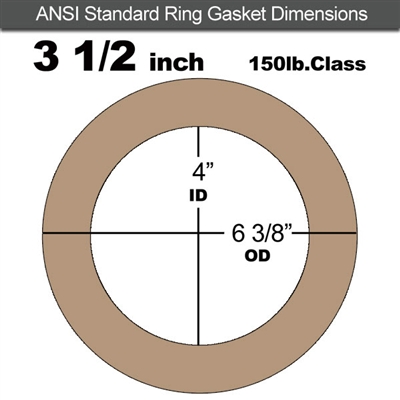 EQ 500 Ring Gasket - 150 Lb. - 1/16" Thick - 3-1/2" Pipe