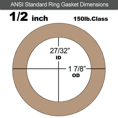 Equalseal EQ 500 Ring Gasket - 1/8" Thick - 150 Lb - 1/2"
