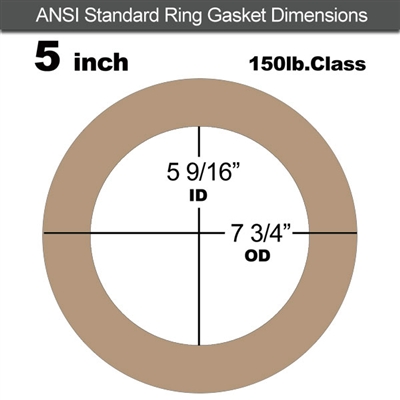 EQ 500 Ring Gasket - 150 Lb. - 1/8" Thick - 5" Pipe