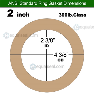 EQ 500 Ring Gasket - 300 Lb. - 1/16" Thick - 2" Pipe - Oxygen Service