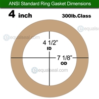 EQ 500 Ring Gasket - 300 Lb. - 1/16" Thick - 4" Pipe - Oxygen Service