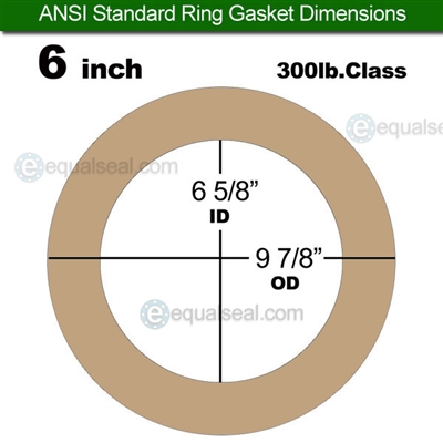 EQ 500 Ring Gasket - 300 Lb. - 1/16" Thick - 6" Pipe