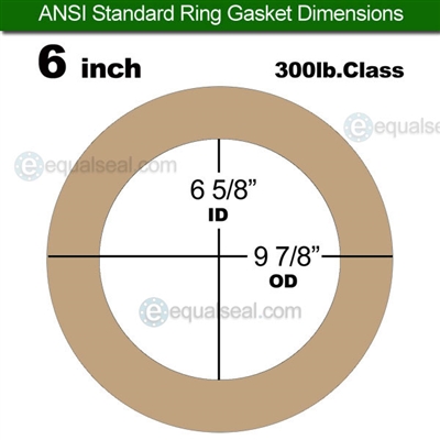 EQ 500 Ring Gasket - 300 Lb. - 1/16" Thick - 6" Pipe For Oxygen Service