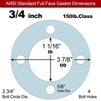 Equalseal EQ 504 Full Face Gasket - 1/16" Thick - 150 Lb - 3/4"