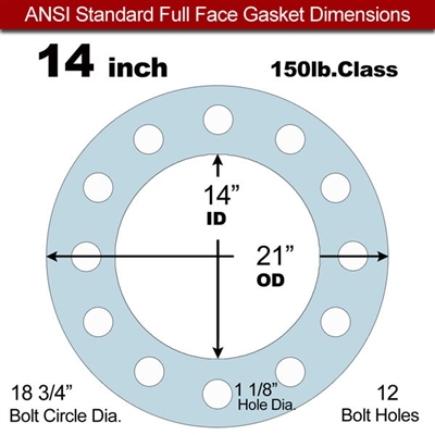 Equalseal EQ 504 Full Face Gasket - 1/16" Thick - 150 Lb - 14"