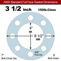 Equalseal EQ 504 Full Face Gasket - 150 Lb. - 1/16" Thick - 3-1/2" Pipe