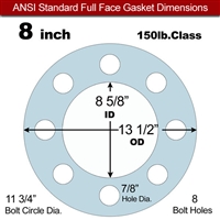 Equalseal EQ 504 Full Face Gasket - 1/16" Thick - 150 Lb - 8"