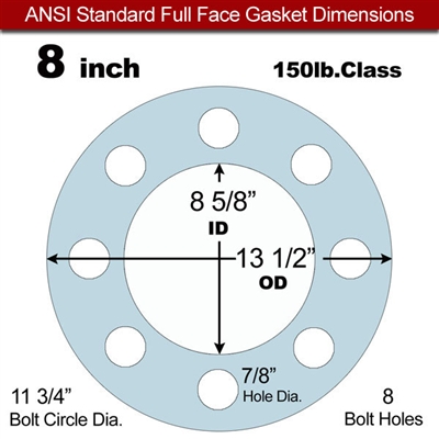 Equalseal EQ 504 Full Face Gasket - 1/16" Thick - 150 Lb - 8"