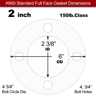 Equalseal EQ 510 Full Face Gasket - 1/8" Thick - 150 Lb - 2"