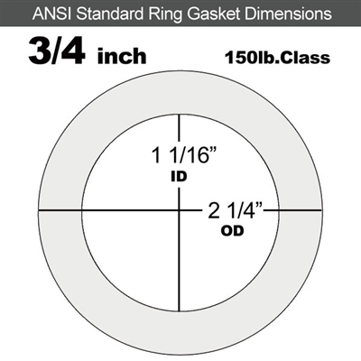 Equalseal EQ 510 Ring Gasket - 1/8" Thick - 150 Lb - 3/4"