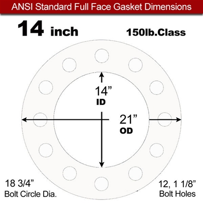 Equalseal EQ 535exp Full Face Gasket - 150 Lb. - 1/16" Thick - 14" Pipe