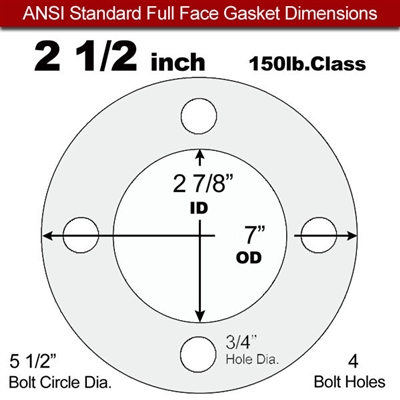 Equalseal EQ 535exp Full Face Gasket - 150 Lb. - 1/16" Thick - 2-1/2" Pipe