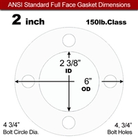 Equalseal EQ 535exp Full Face Gasket - 150 Lb. - 1/8" Thick - 2" Pipe