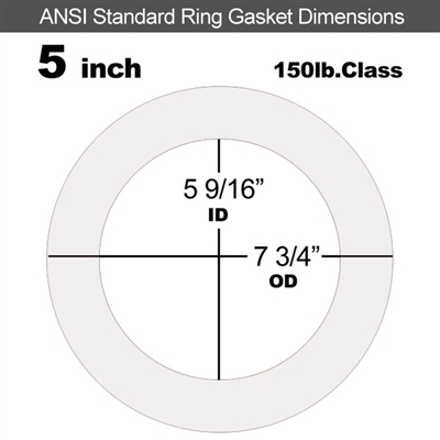 Equalseal EQ 535exp Ring Gasket - 150 Lb. - 1/16" Thick - 5" Pipe