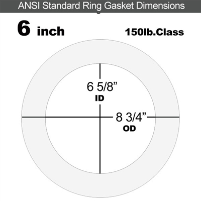 Produra Ring Gasket - 150 Lb. - 1/8" Thick - 6" Pipe