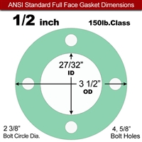 EQ 750G N/A NBR Full Face Gasket  150 Lb. - 1/16" Thick - 1/2" Pipe