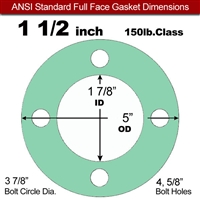 EQ 750G N/A NBR Full Face Gasket - 150 Lb. - 1/16" Thick - 1-1/2" Pipe