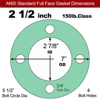 EQ 750G N/A NBR Full Face Gasket - 150 Lb. - 1/8" Thick - 2-1/2" Pipe