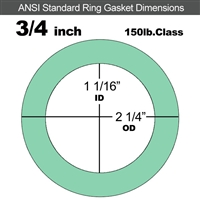 EQ 750G N/A NBR Ring Gasket - 150 Lb. - 1/16" Thick - 3/4" Pipe