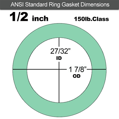 EQ 750G N/A NBR Ring Gasket - 150 Lb. - 1/8" Thick - 1/2" Pipe