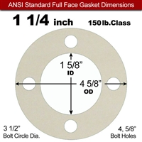 Equalseal EQ 750W N/A NBR Full Face Gasket - 150 Lb. - 1/16" Thick - 1-1/4" Pipe