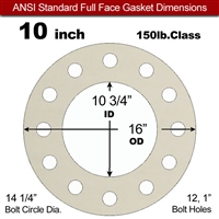 Equalseal EQ 750W N/A NBR Full Face Gasket - 150 Lb. - 1/16" Thick - 10" Pipe