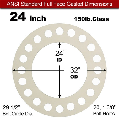 Equalseal EQ 750W N/A NBR Full Face Gasket - 150 Lb. - 1/16" Thick - 24" Pipe