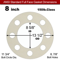 Equalseal EQ 750W N/A NBR Full Face Gasket - 150 Lb. - 1/16" Thick - 8" Pipe