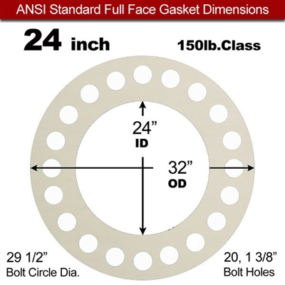 Equalseal EQ 750W N/A NBR Full Face Gasket - 150 Lb. - 1/8" Thick - 24" Pipe
