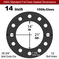 Equalseal EQ 825 N/A NBR Full Face Gasket - 150 Lb. - 1/16" Thick - 14" Pipe