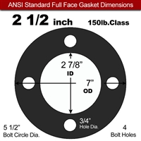Equalseal EQ 825 N/A NBR Full Face Gasket - 150 Lb. - 1/16" Thick - 2-1/2" Pipe