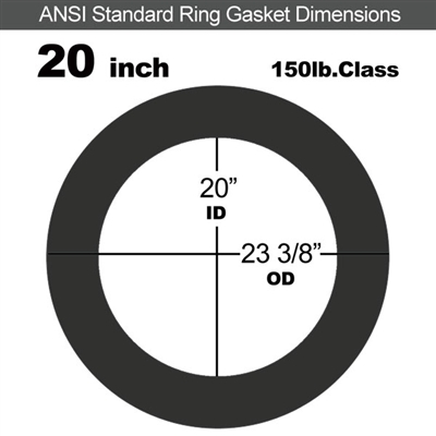 Equalseal EQ 825 N/A NBR Ring Gasket - 150 Lb. - 1/16" Thick - 20" Pipe