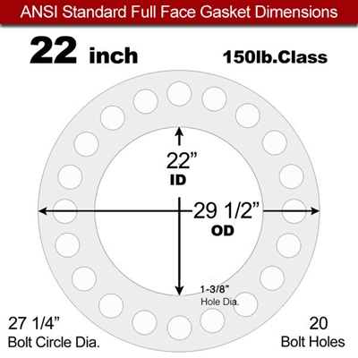 Equalseal EQ 535exp Full Face Gasket - 150 Lb. - 1/8" Thick - 22" Pipe