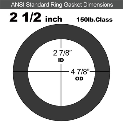 EQ Flexible Graphite/.002" SS, Ring Gasket - 150 Lb. - 1/16" Thick - 2-1/2" Pipe