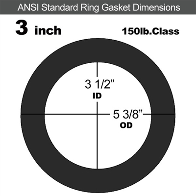 EQ Flexible Graphite/.002" SS, Ring Gasket - 150 Lb. - 1/16" Thick - 3" Pipe