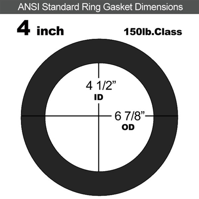 EQ Flexible Graphite/.002" SS, Ring Gasket - 150 Lb. - 1/16" Thick - 4" Pipe