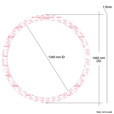 GORE GRÂ® Ring Gasket - Custom - 1.5 mm Thick  x 1340 mm ID x 1442 mm OD