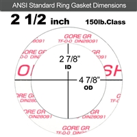 GORE GRÂ® Ring Gasket - 150 Lb. - 1/16" Thick - 2-1/2" Pipe