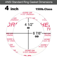 GORE GRÂ® Ring Gasket - 150 Lb. - 1/16" Thick - 4" Pipe