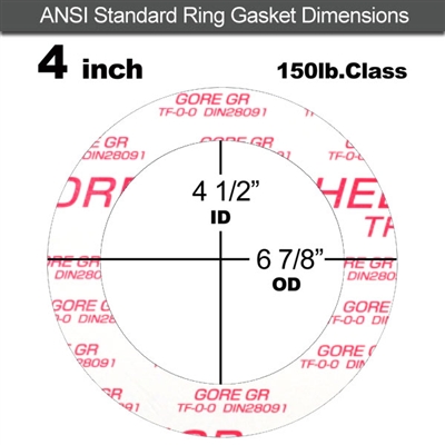 GORE GRÂ® Ring Gasket - 150 Lb. - 1/16" Thick - 4" Pipe