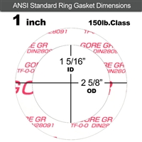 GORE GRÂ® Ring Gasket - 150 Lb. - 1/8" Thick - 1" Pipe