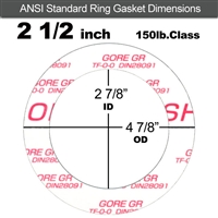 GORE GRÂ® Ring Gasket - 150 Lb. - 1/8" Thick - 2-1/2" Pipe