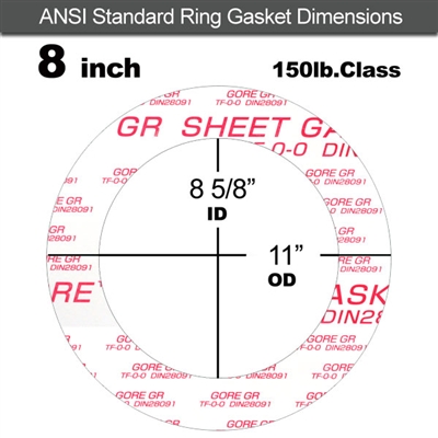 GORE GRÂ® Ring Gasket - 150 Lb. - 1/8" Thick - 8" Pipe