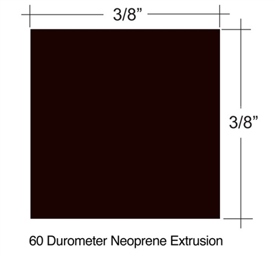 60 Duro Neoprene Extrusion- 3/8" Thick x 3/8" Wide