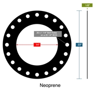 60 Duro Neoprene Full Face Gasket - 300 Lb. - 1/8" Thick - 14" Pipe