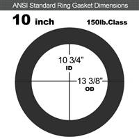 60 Duro Neoprene Ring Gasket - 150 Lb. - 1/8" Thick - 10" Pipe