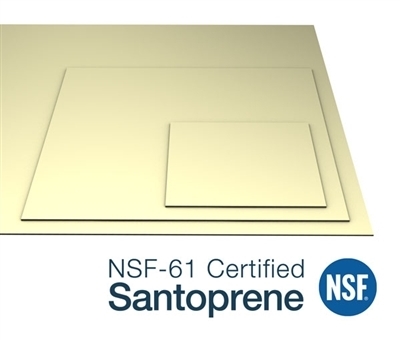 Santoprene 241-55 Durometer - Certified NSF-61 - .750" +/-.050" Thick x 4" +/-.125" Wide x 45 Ft Lengths