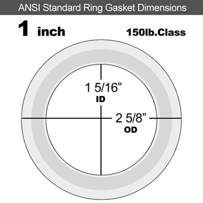 Equalseal PTFE with 304 Stainless Steel Core Flange Gasket - 150 Lb. - 3/32" Thick - 1" Pipe