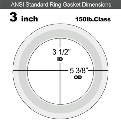 Equalseal PTFE with 304 Stainless Steel Core Flange Gasket - 150 Lb. - 3/32" Thick - 3" Pipe
